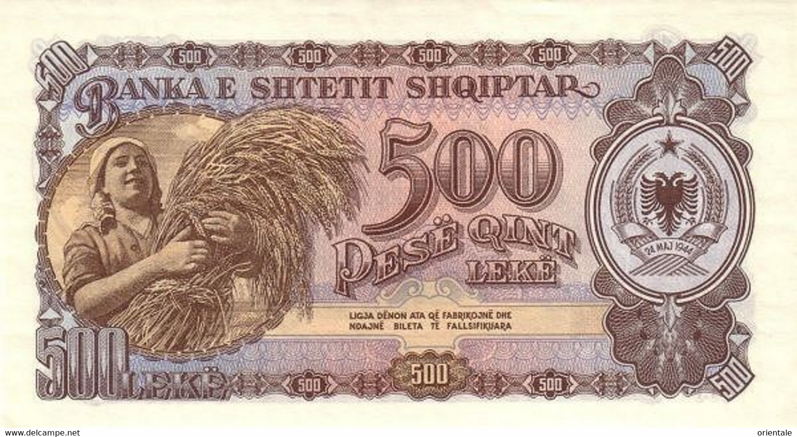 ALBANIA P. 31a 500 L 1957 UNC - Albania