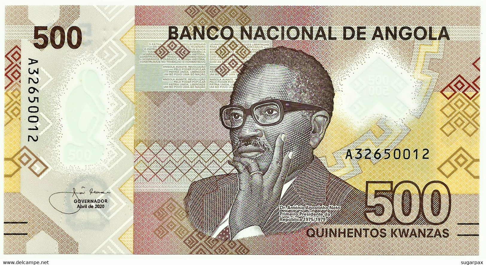 Angola - 500 Kwanzas - 04.2020 - Pick 161 - Unc. - Polymer - Série A - Dr. Agostinho Neto - Angola