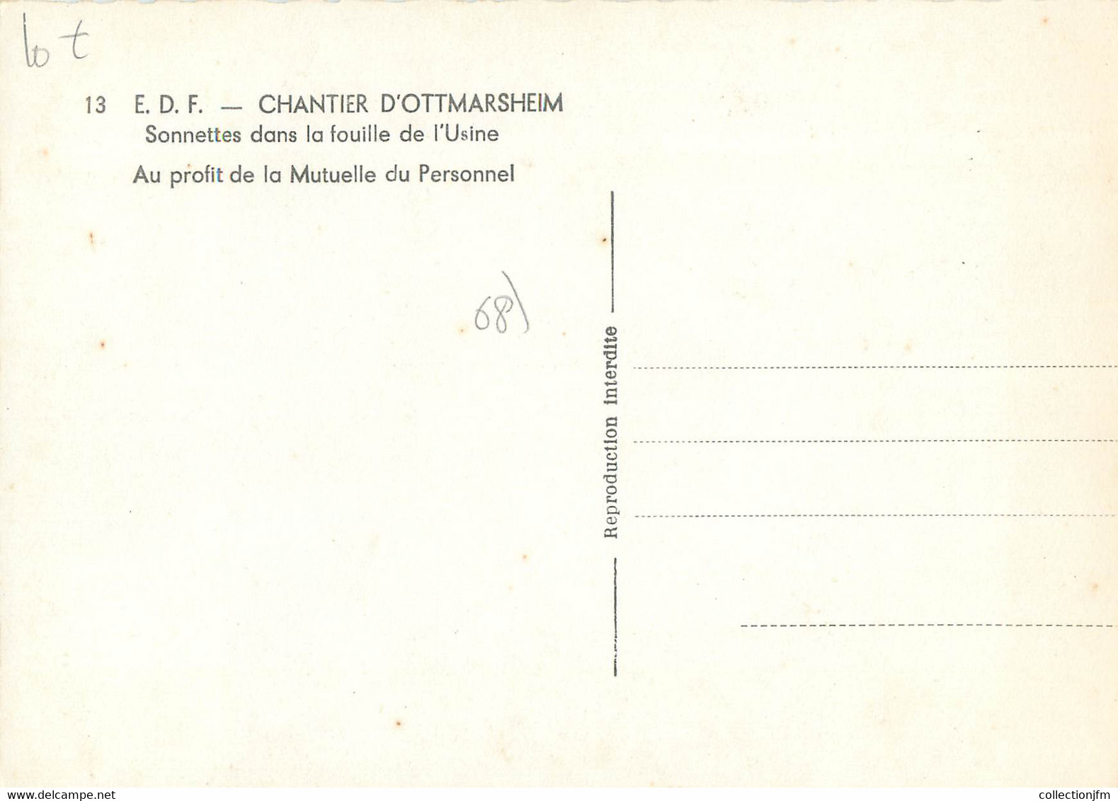 / CPSM FRANCE 68 "Chantier D'Ottmarsheim, Sonnettes Dans Le Fouille De L'usine" - Ottmarsheim