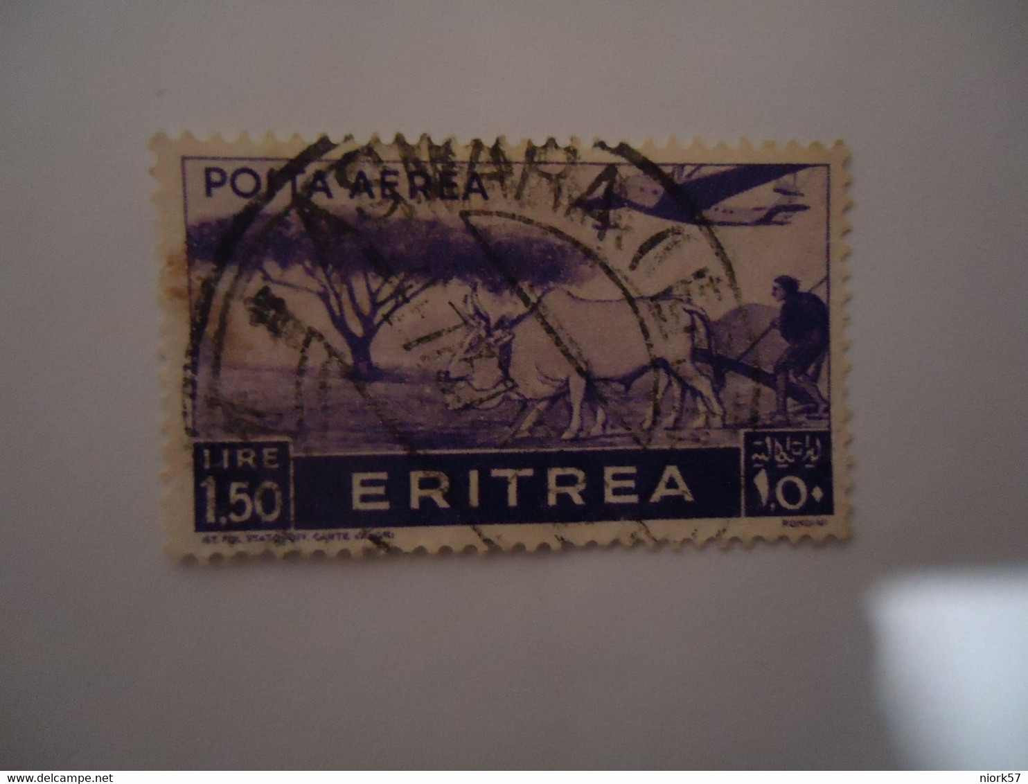 ERITREA  USED  STAMPS COW    WITH POSTMARK     1938 - Erythrée