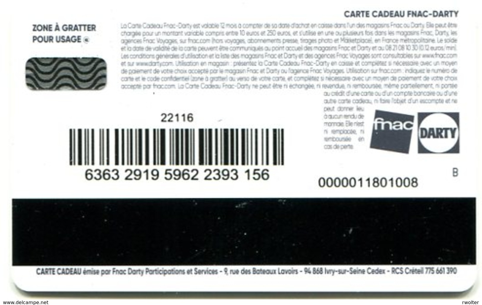 @+ Carte Cadeau - Gift Card : FNAC / DARTY  : LEGO. - Carta Di Fedeltà E Regalo