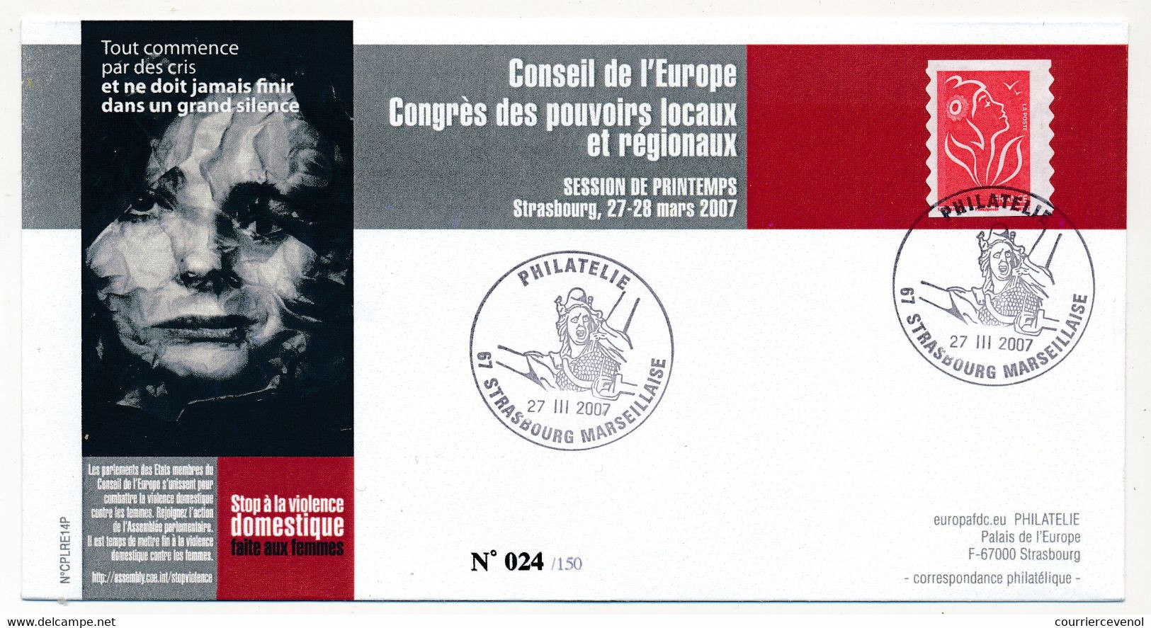 FRANCE - Conseil Europe / Congrès Des Pouvoirs Locaux Et Régionaux - Obl Philatélie Strasbourg Marseillaise 27/3/2007 - Idées Européennes