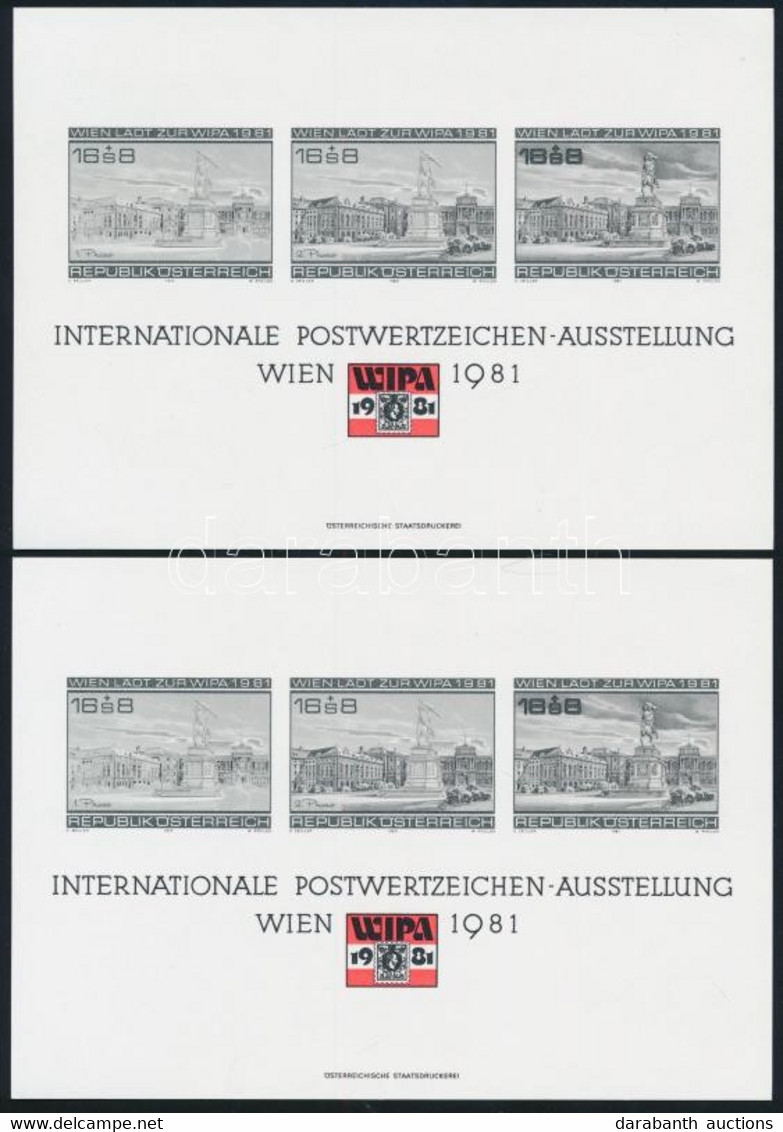 ** Ausztria 1981 WIPA 2 Db Feketenyomat Emlékív + Kiállítási Jegy - Otros & Sin Clasificación