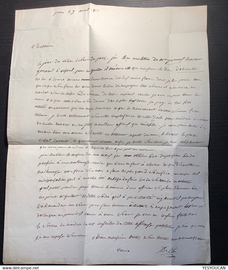 „SALAMANQUE“ + No1 DEB/ARM.DE PORTUGAL 1811 Paris>Genéral Foy ARMÉE D‘ ESPAGNE Salamanca España (Spain Cover Lettre - ...-1850 Préphilatélie