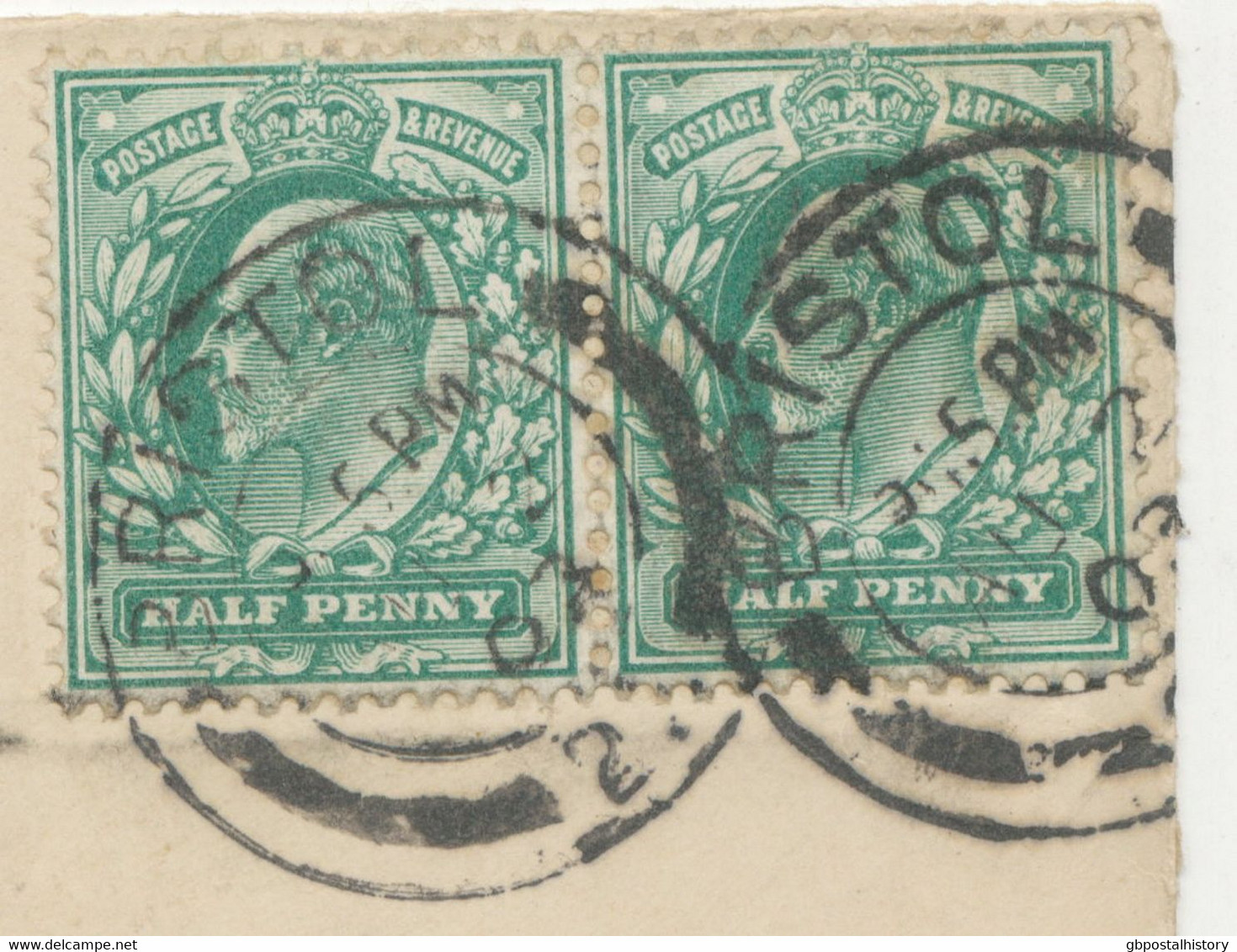 GB „BRISTOL / 22“ Double Ring (25 Mm – CBP Type 9/25) On EVII Cover 1/2d (2x) - Storia Postale