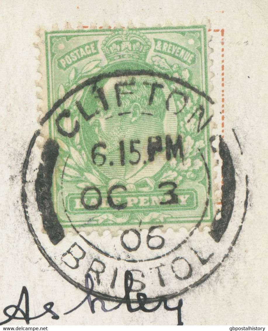 GB „CLIFTON / BRISTOL“ Double Ring (26mm CBP Type 9/27) Superb Picture Postcard - Storia Postale