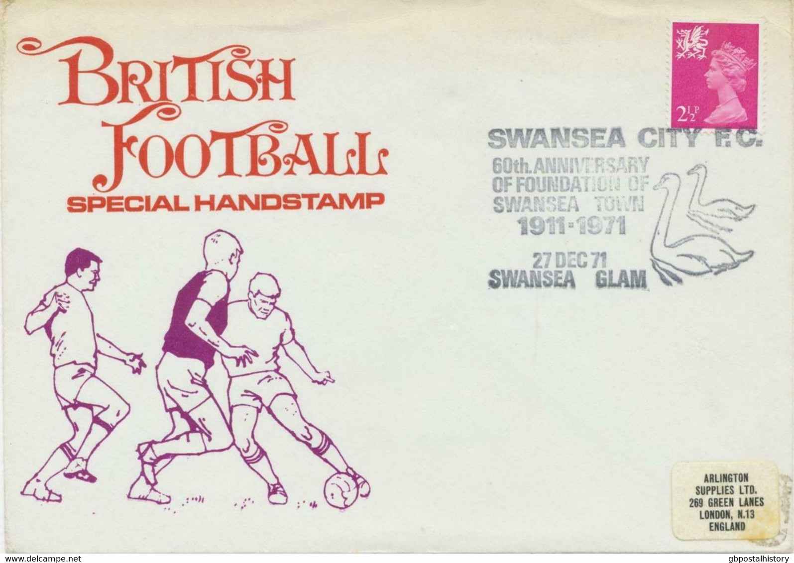 GB „SWANSEA CITY F.C. 60th ANNIVERSARY OF FOUNDATION OF SWANSEA TOWN 1911-1971 - Gales