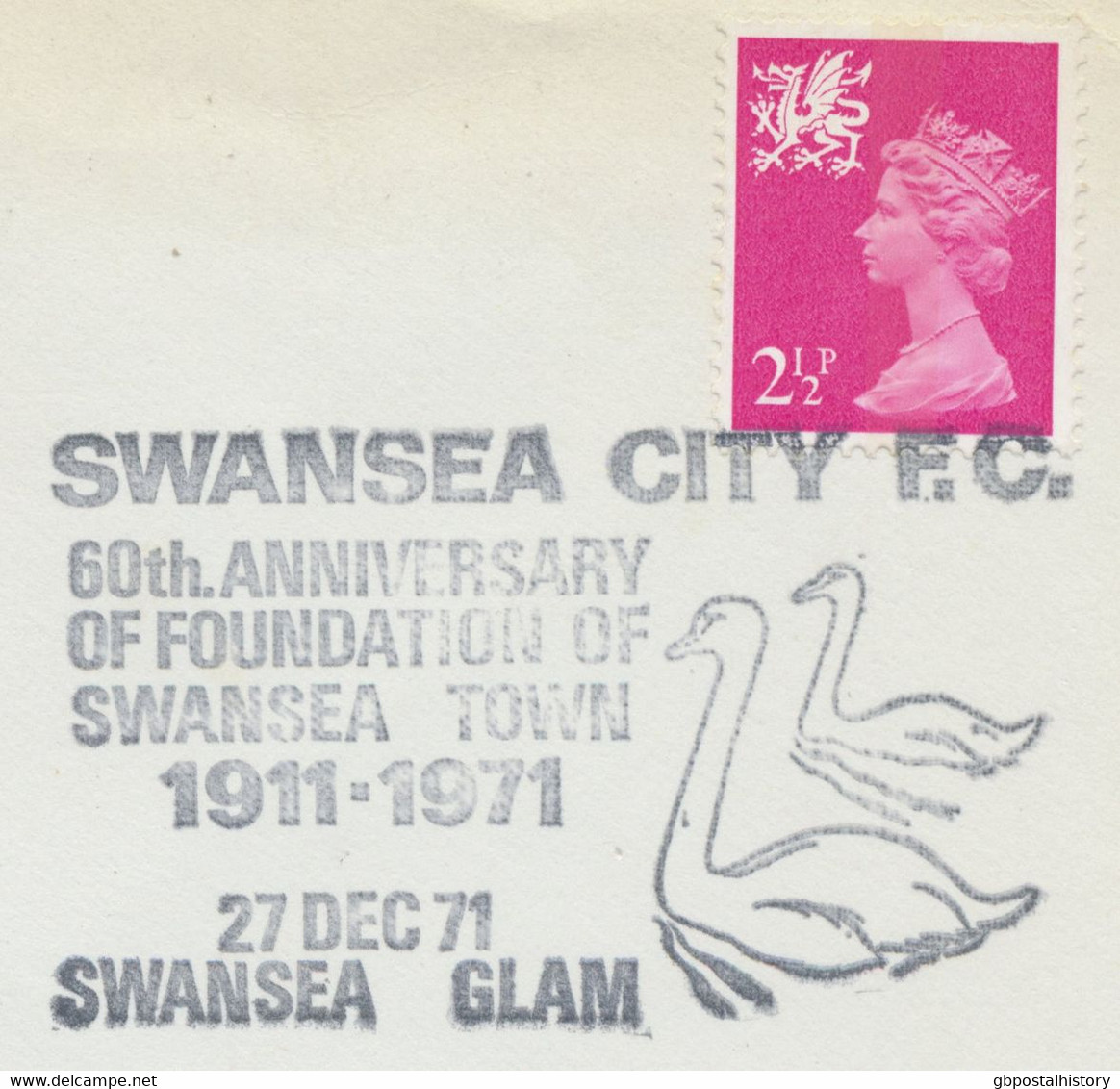 GB „SWANSEA CITY F.C. 60th ANNIVERSARY OF FOUNDATION OF SWANSEA TOWN 1911-1971 - Wales