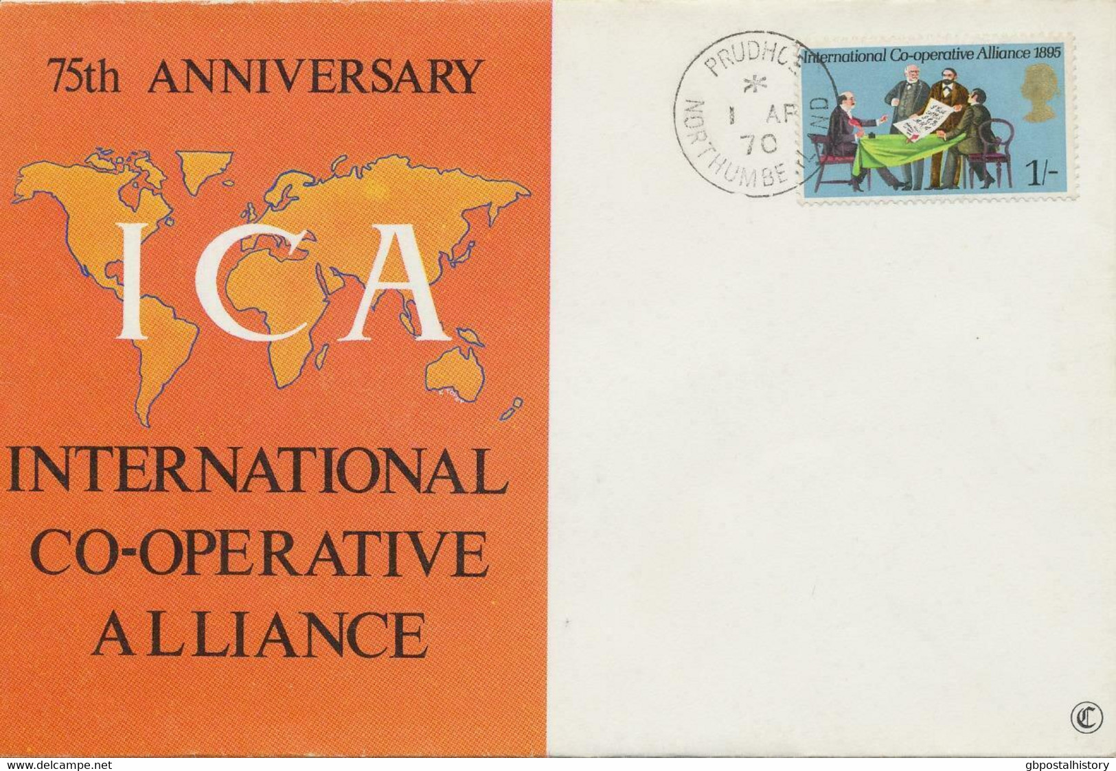 GB 1970 General Anniversaries 1/- International Co-operative Alliance 1895 FDC - 1952-1971 Pre-Decimale Uitgaves