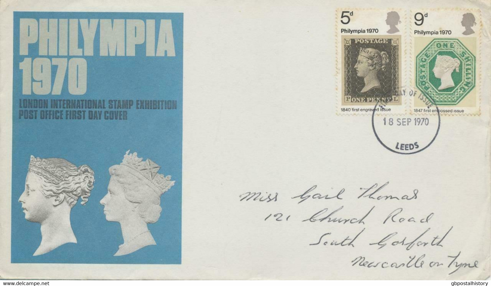 GB 1970, Philympia International Stamp Exhibition 5d And 9d On FDC (small Faults) With Small FDI LEEDS (SG 835/6) - 1952-1971 Em. Prédécimales