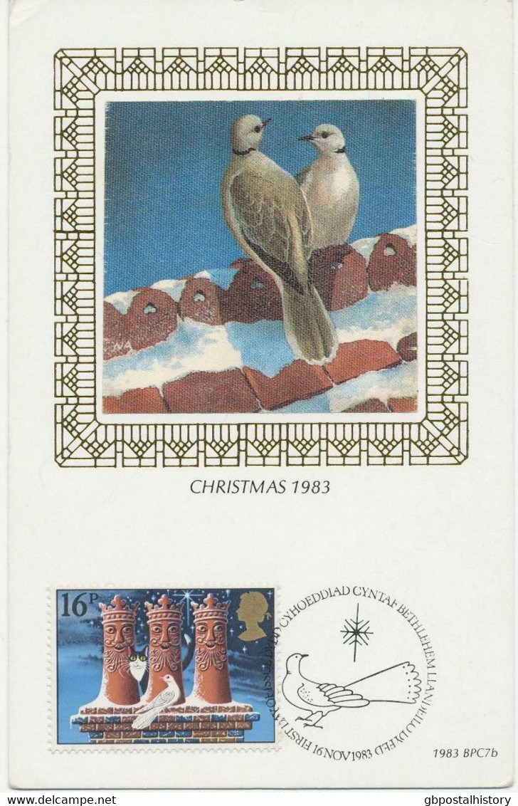 GB CHRISTMAS First Day Of Issue Christmas 1983, Bethlehem, Llandeilo On Superb Rare Benham Maximumcard 1983 - Maximum Cards