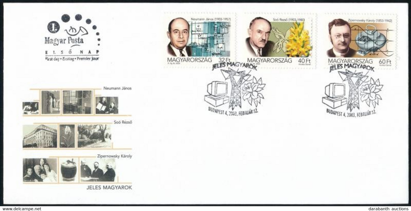 2003 Jeles Magyarok II. Sor FDC-n + 2 Db 40Ft Bélyeg FDC-n - Andere & Zonder Classificatie