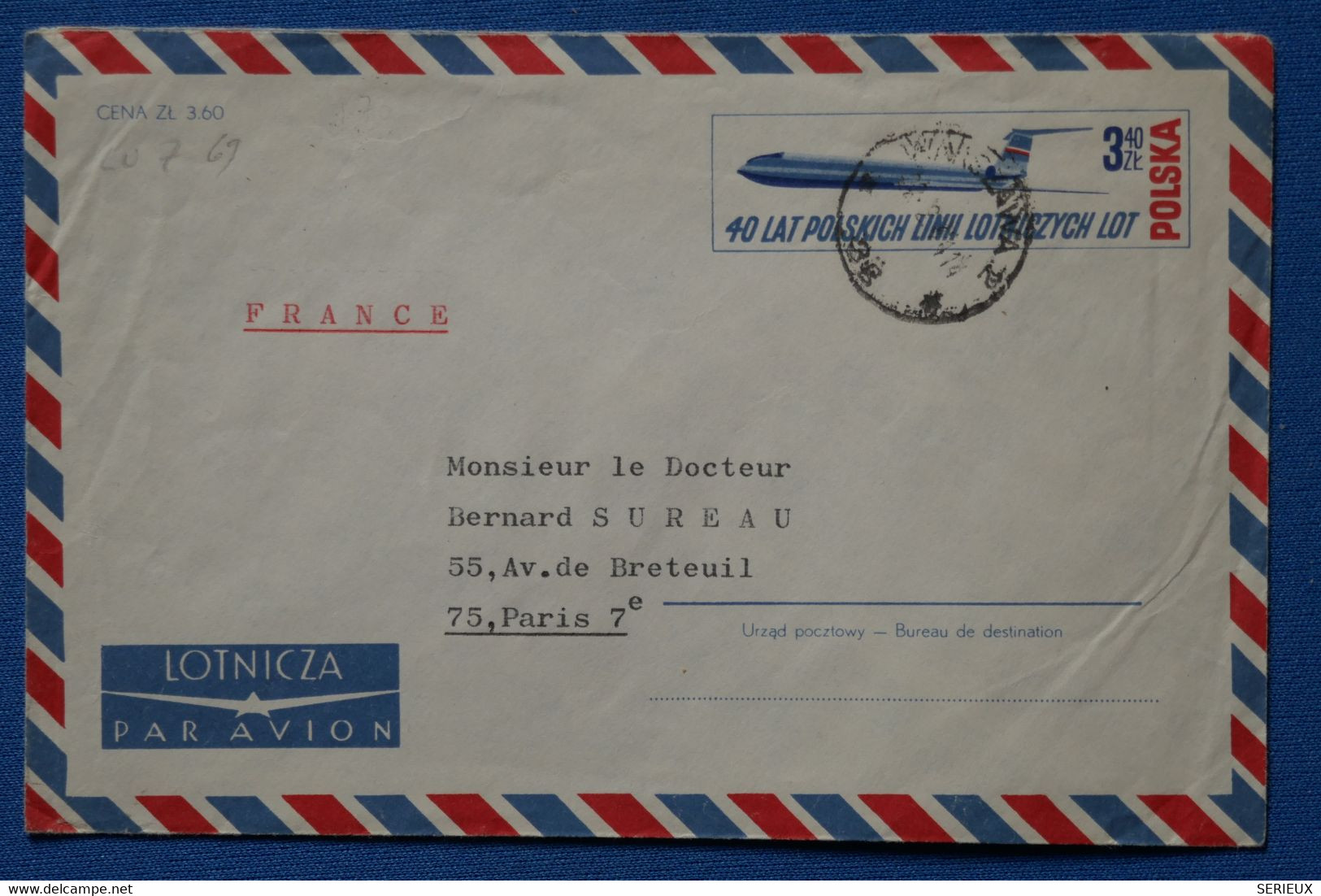 O11 POLOGNE BELLE LETTRE 1969 PAR AVION POZNAN POUR PARIS + AFFRANCH. INTERESSANT - Covers & Documents