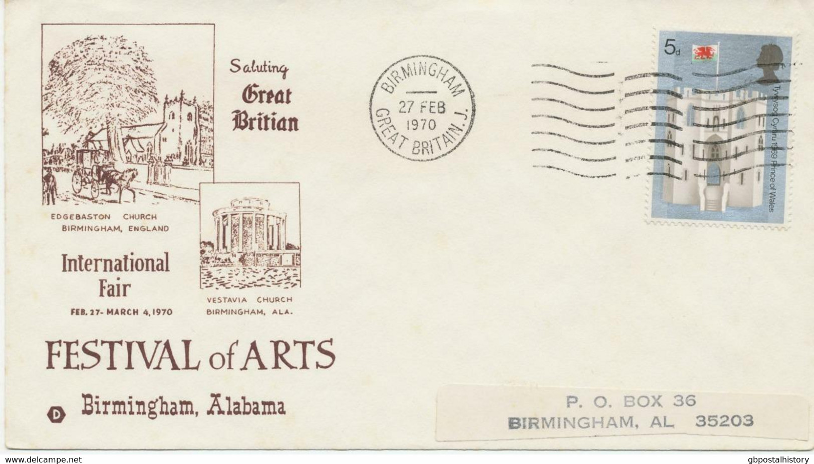 GB VILLAGE POSTMARKS "BIRMINGHAM / GREAT BRITAIN.J." Machine Postmark 1970 USA - Storia Postale