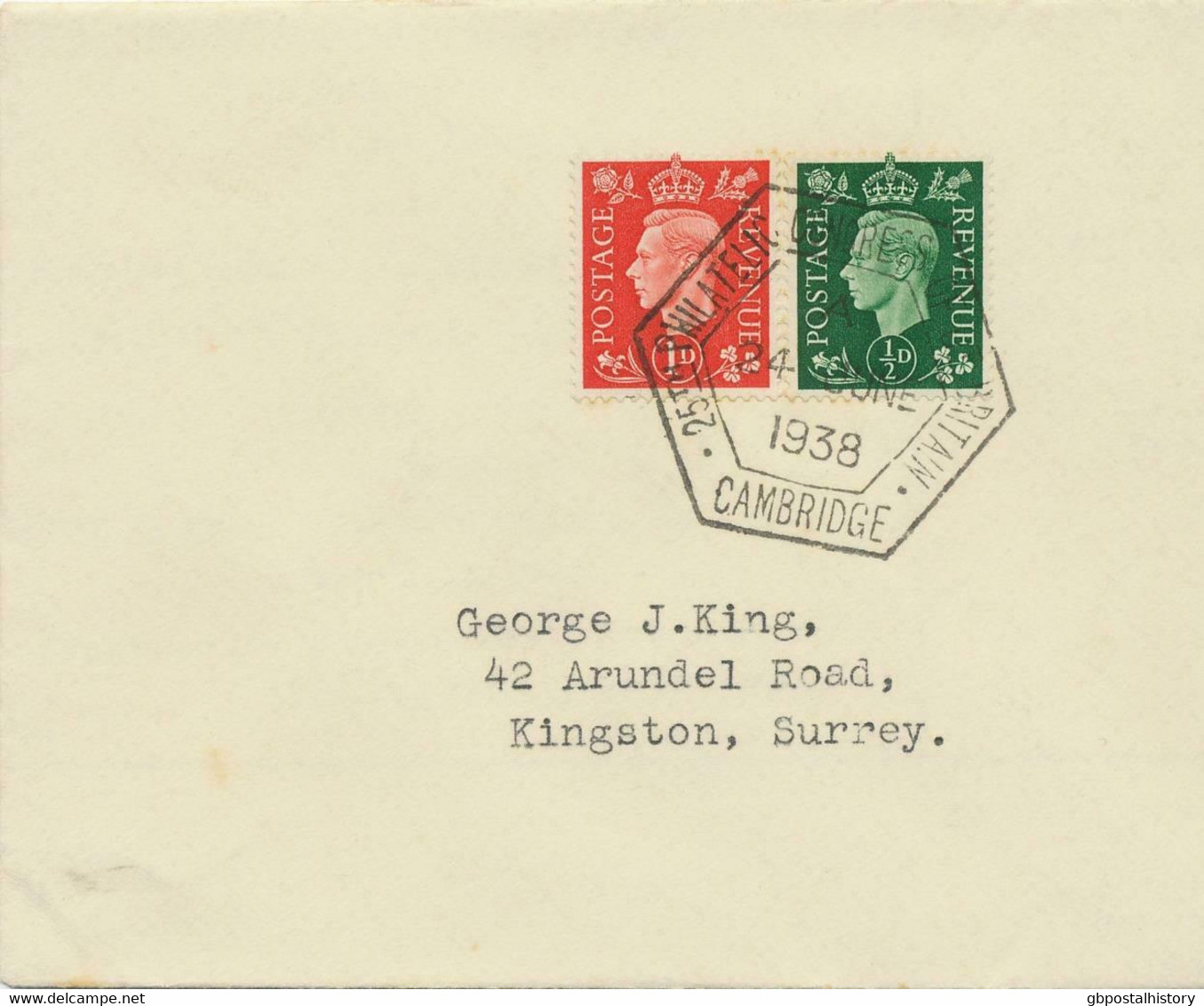 GB SPECIAL EVENT POSTMARKS 1938 25th Philatelic Congress Of Gt. Britain Cambridge On Superb Cover - Storia Postale