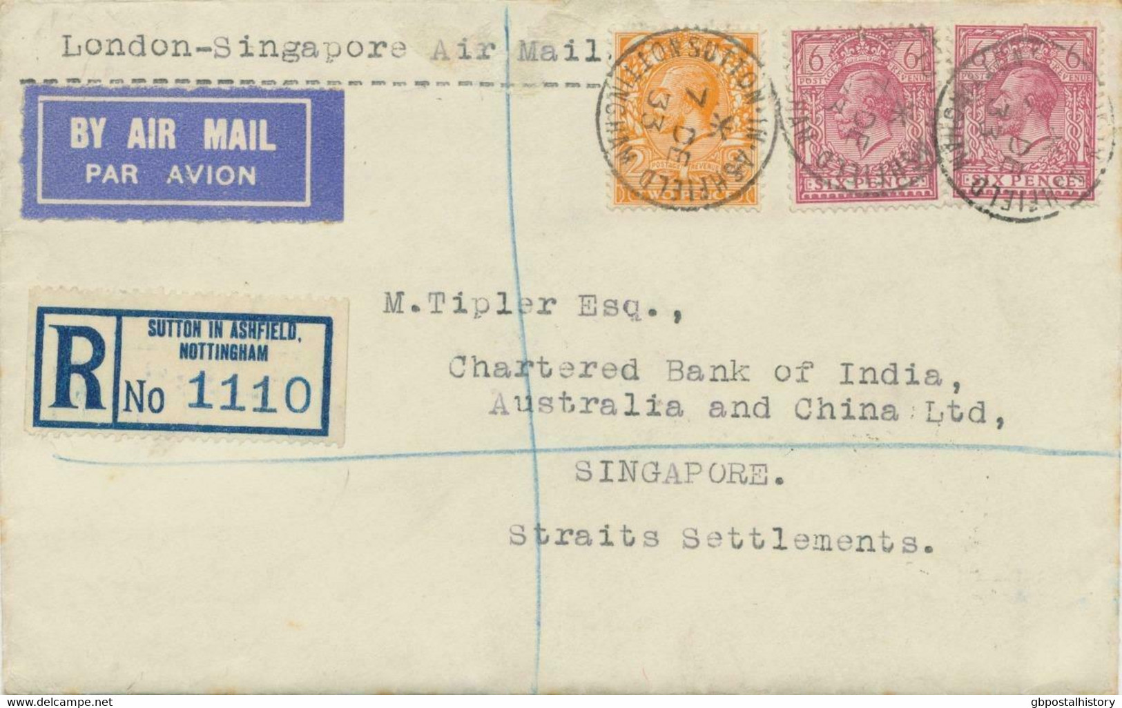 GB 1933 Imperial Airways In Conjuction With ITCA First Flight LONDON - SINGAPORE - ....-1951 Pre Elizabeth II