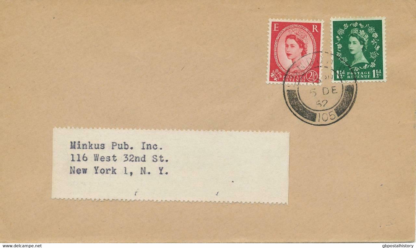 GB 1952 QEII 1 1/2 D And 2 1/2 D Mixed Franking On Superb Commercially Used FDC - 1952-1971 Pre-Decimal Issues