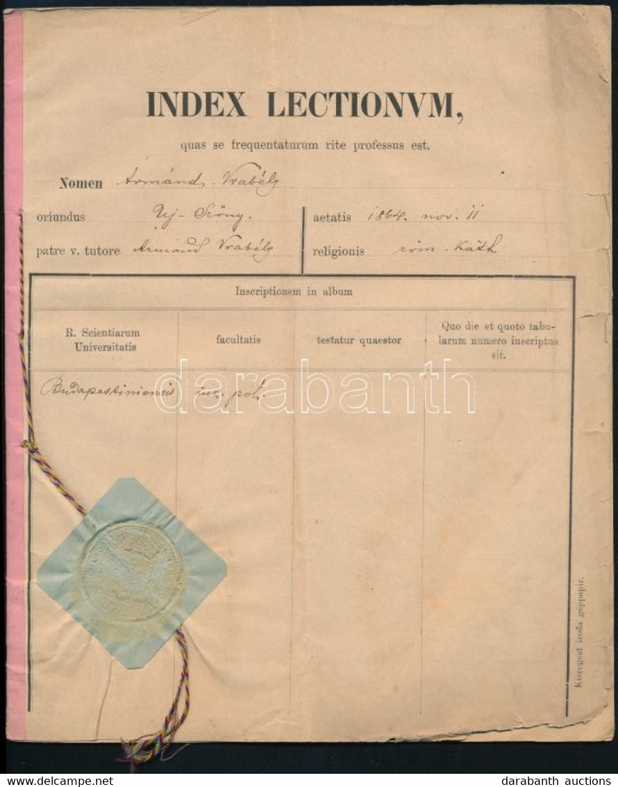 1864 Index Lectionum (egyetemi Index), Benne Wenzel Gusztáv Aláírásával - Sin Clasificación