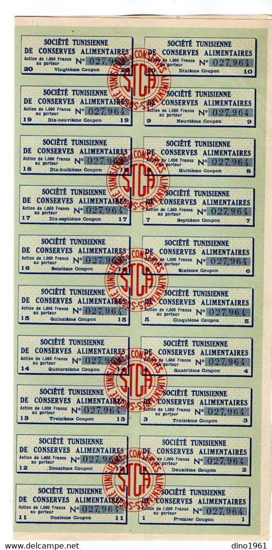 VP18.025 - Afrique - TUNISIE - TUNIS 1948 - Action - Société Tunisienne De Conserves Alimentaires - Africa