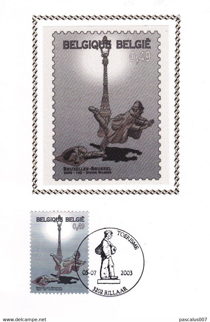 B01-367 FDC Soie 3194 3198 Tourisme Rillaar - Treignes - Hamont-Achel - Bruxelles - Wavre Maca Sonstamps Sony 05-07-2003 - 2001-2010