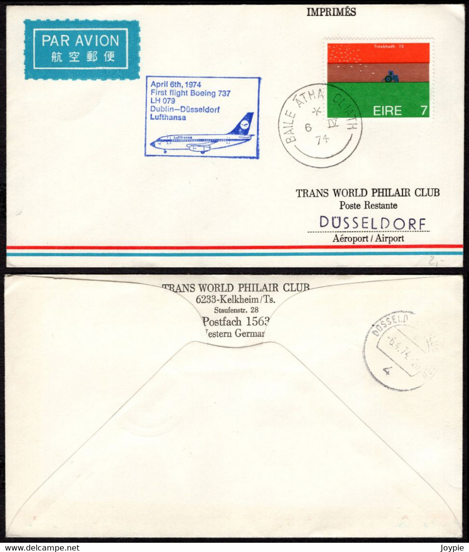 1974 Ireland To DUSSELDORF/Germany First Flight Cover (FFC) - Posta Aerea