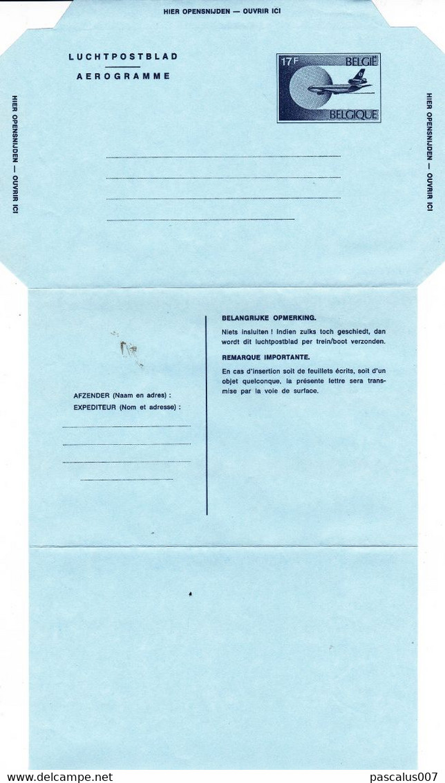 B01-367 - Entier Postal - Aérogramme N°20 II (NF) - Sabena - 17 F De 1982 - Aerograms