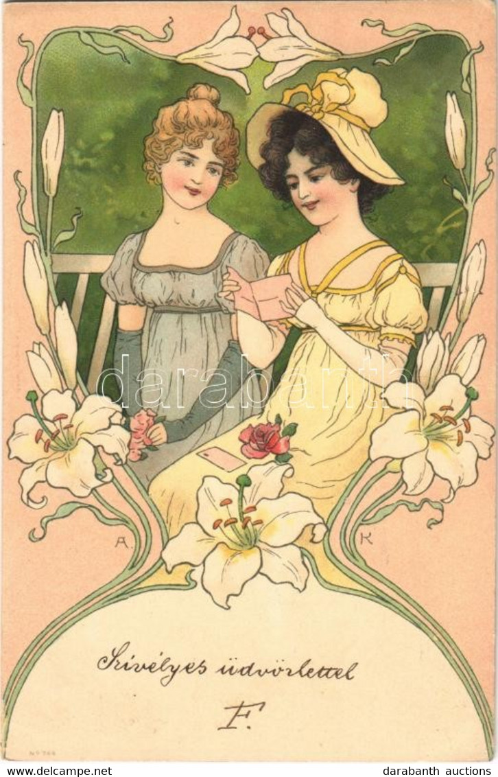 T2 Lady Art Postcard. No. 744. Art Nouveau, Floral, Litho - Non Classificati