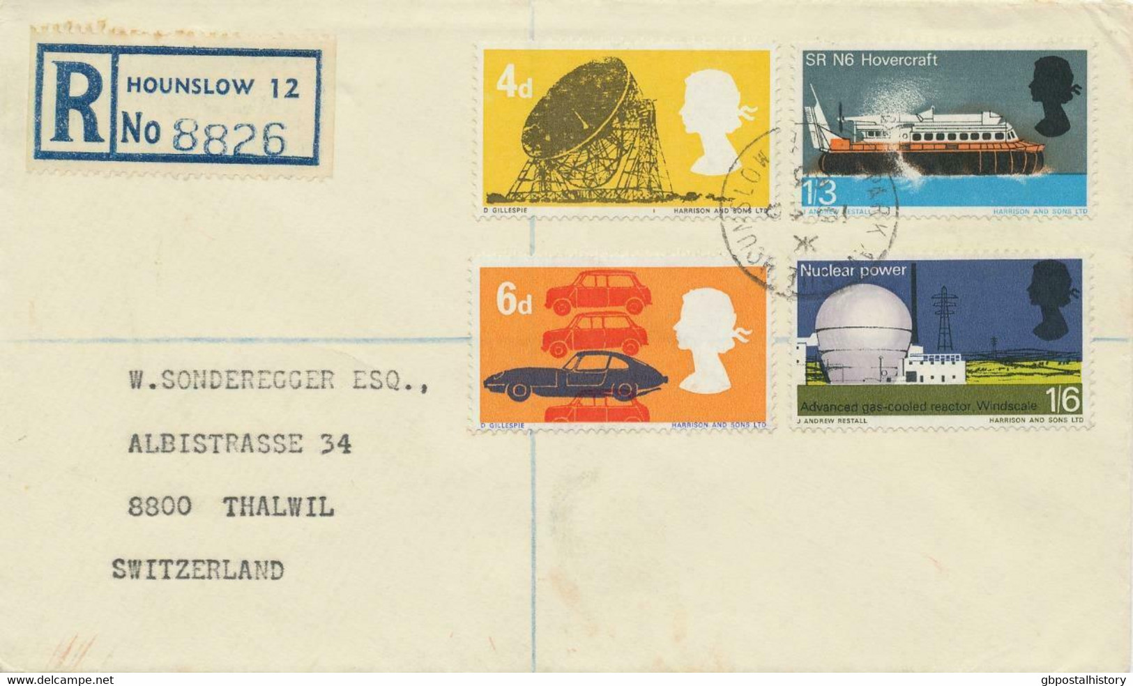 GB 1967, British Discovery And Invention On Very Fine R-FDC With R-Label Hounslow 12 To Switzerland With Small CDS Of - 1952-71 Ediciones Pre-Decimales