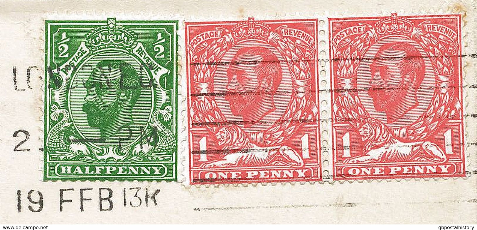 GB 1913 King George V Downey Head Type IB 1/2d W INVERTED WATERMARK And 2 X 1d W. Normal Upright Watermark Rare Postage - Plaatfouten En Curiosa