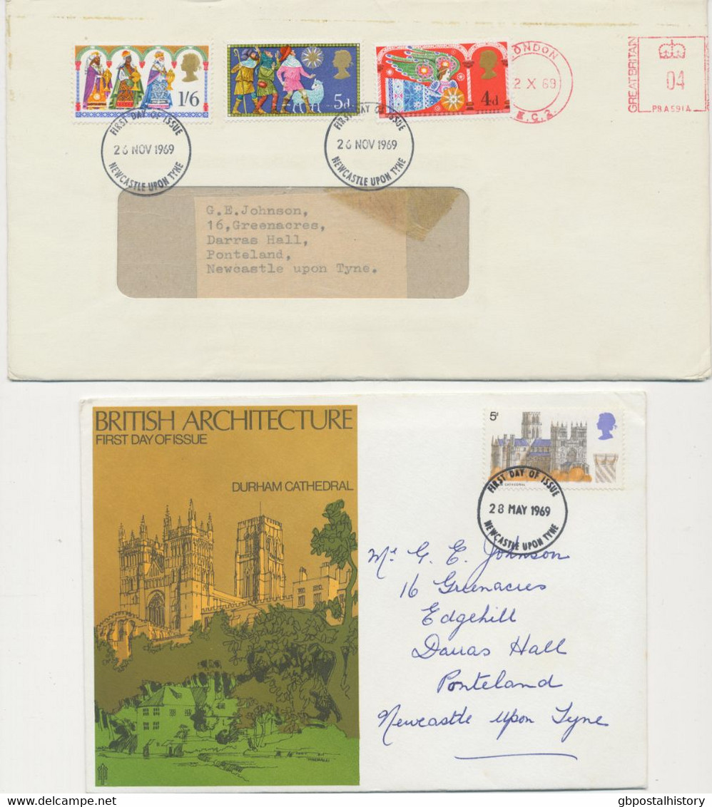 GB 1966/74 15 different FDC‘s all with FDI NEWCASTLE UPON TYNE (Types)