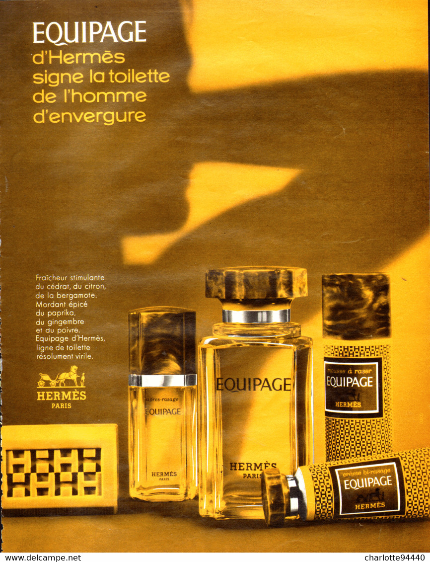 PUB PARFUM   ( EQUIPAGE ) De "  D'HERMES  "  1973 ( 1 ) - Non Classés