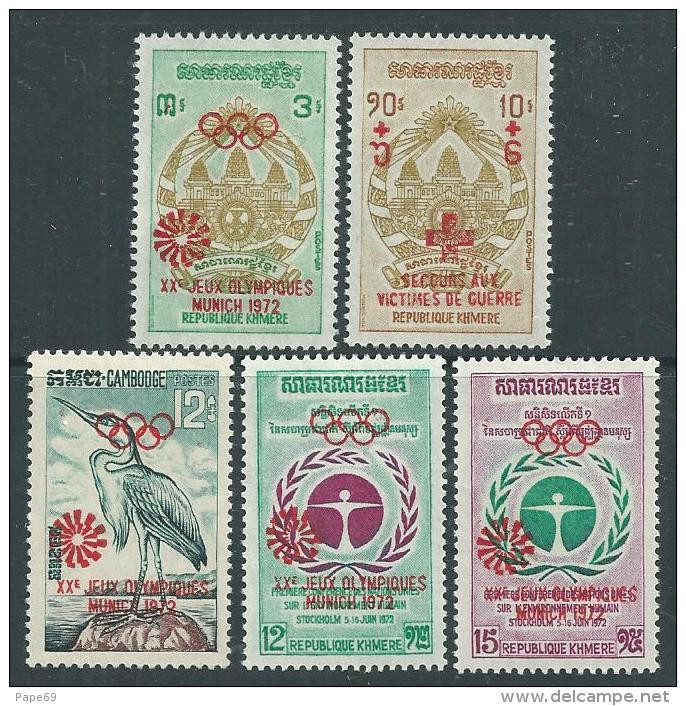 Khmère N° 316 / 20 XX  Jeux Olympiques De Munich,  Les 5 Valeurs Sans Charnière, TB - Kampuchea