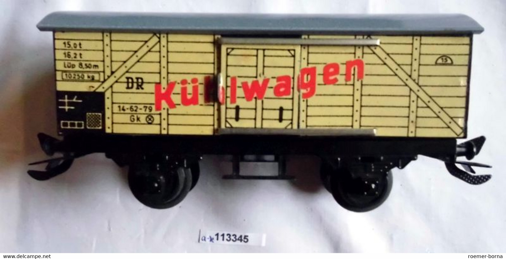 Zeuke Modellbahn Dampflok mit 7 Waggons Spur 0 im Originalkarton um1950 (113345)