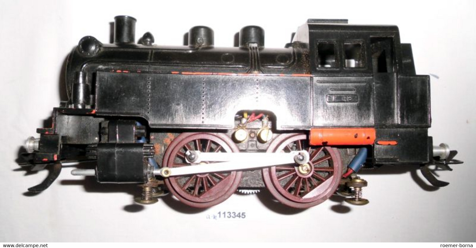 Zeuke Modellbahn Dampflok mit 7 Waggons Spur 0 im Originalkarton um1950 (113345)