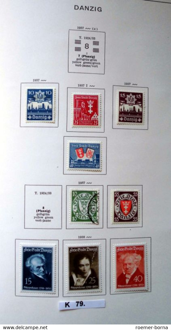 schöne hochwertige Briefmarkensammlung Danzig 1920 bis 1939