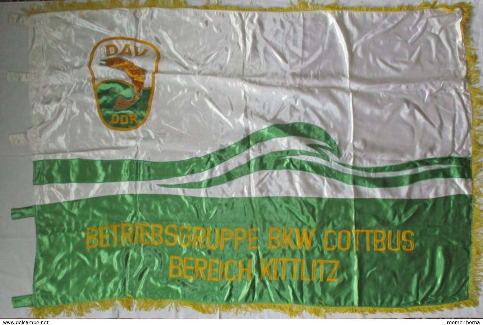 DDR Flagge Fahne Seide DAV Betriebsgruppe BKW Cottbus Bereich Kittlitz (111220) - Flags