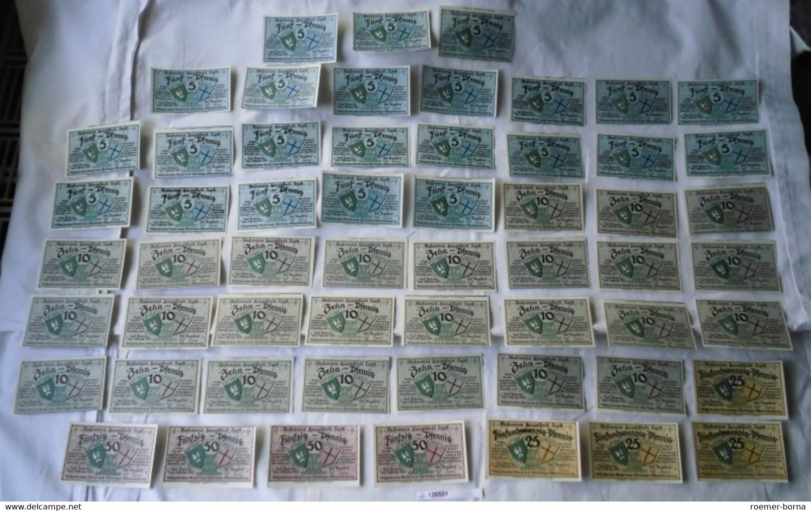 57 Banknoten Notgeld Hauptstadt Lyck 1920 Ohne Kontrollnummer (126501) - Non Classés