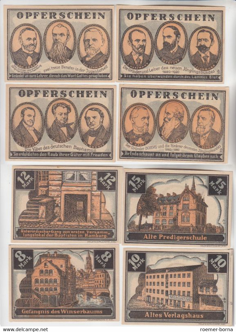 8,10,12 Und 15 Mark Banknoten Opferscheine Hamburg Baptistengemeinde (116108) - Zonder Classificatie