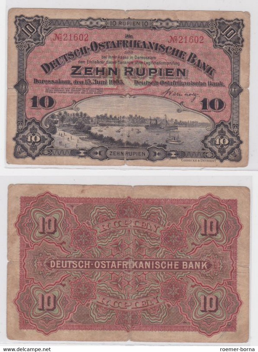 Seltene Banknote Deutsch-Ostafrika DOA 10 Rupien 15. Juni 1905 (128403) - Deutsch-Ostafrikanische Bank