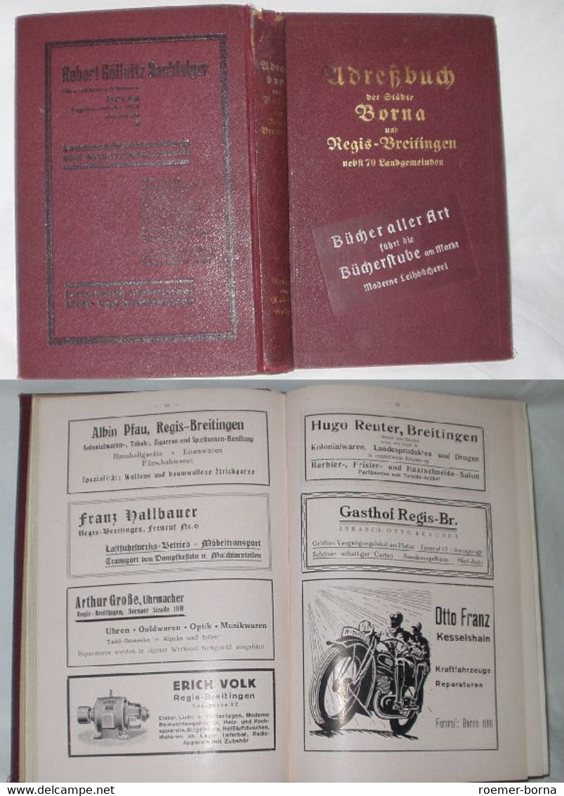 Adreßbuch Der Städte Borna Und Regis-Breitingen Um 1930 (Nr.17832) - Livres Anciens