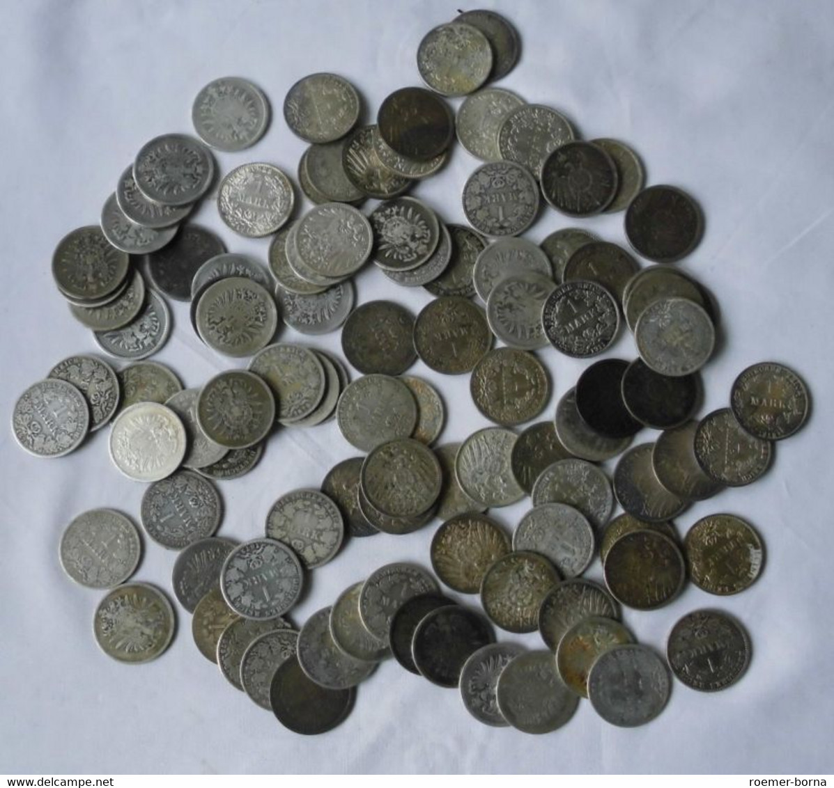 100 Interessante Silber Münzen 1 Mark Kaiserreich (118341) - Sammlungen