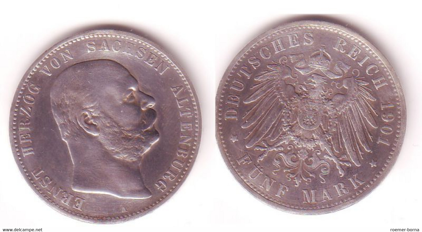 5 Mark Silber Münze Sachsen Altenburg Herzog Ernst 1901 F.vz/vz (105732) - 2, 3 & 5 Mark Argent