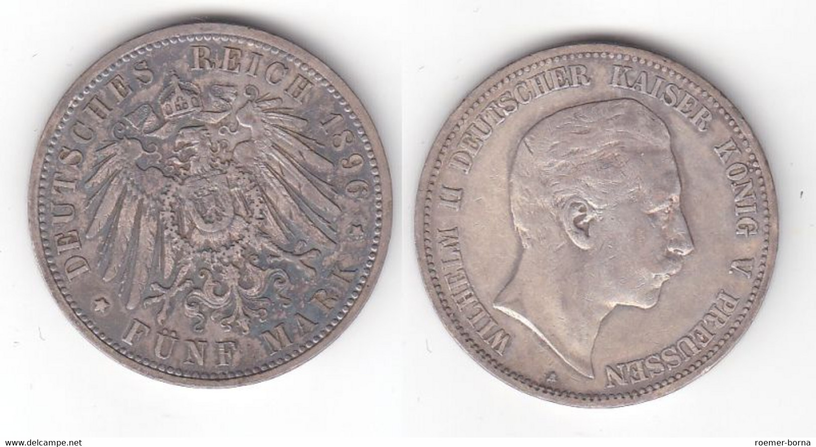 5 Mark Silber Münze Preussen Wilhelm II 1896 A F.vz (118910) - 2, 3 & 5 Mark Argent