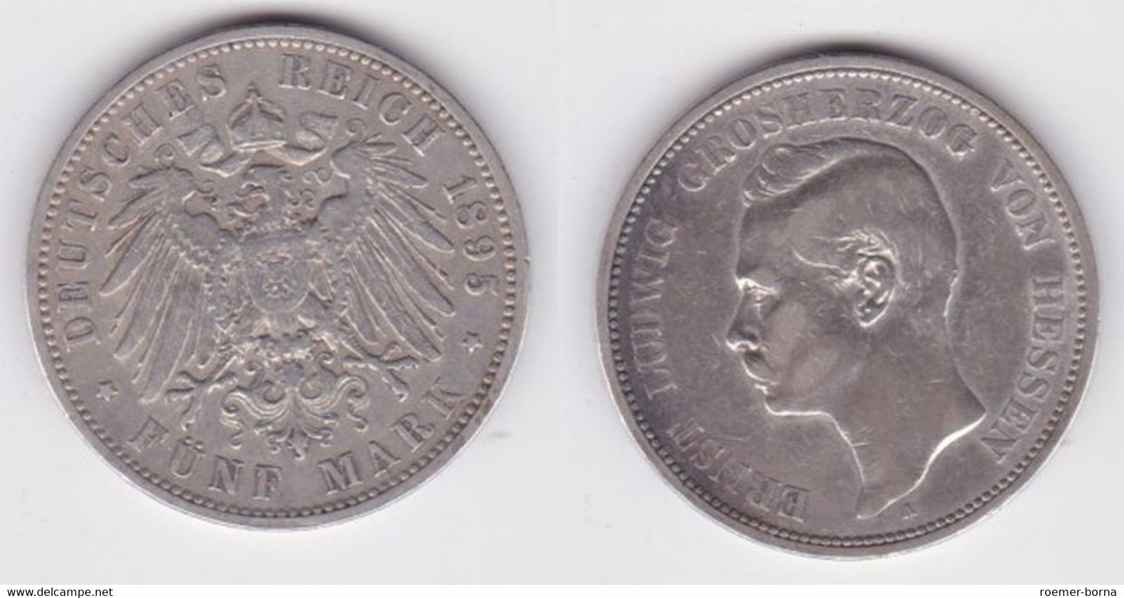 5 Mark Silbermünze Hessen Großherzog Ernst Ludwig 1895 Jäger 73  (141547) - 2, 3 & 5 Mark Argent