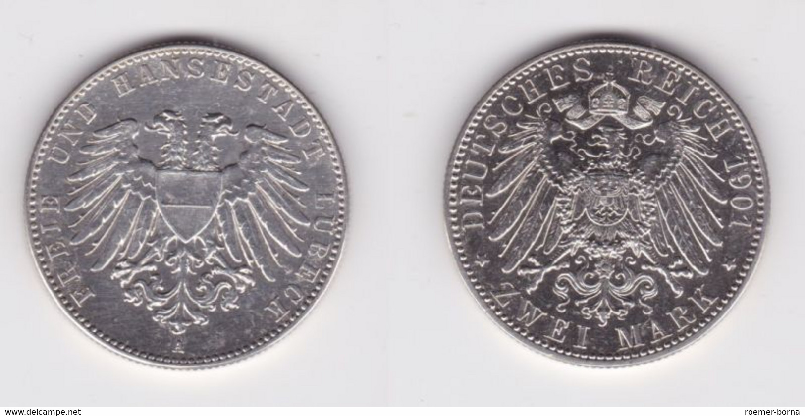 2 Mark Silbermünze Freie Und Hansestadt Lübeck 1901 Jäger 80 Stgl. (135378) - 2, 3 & 5 Mark Argent