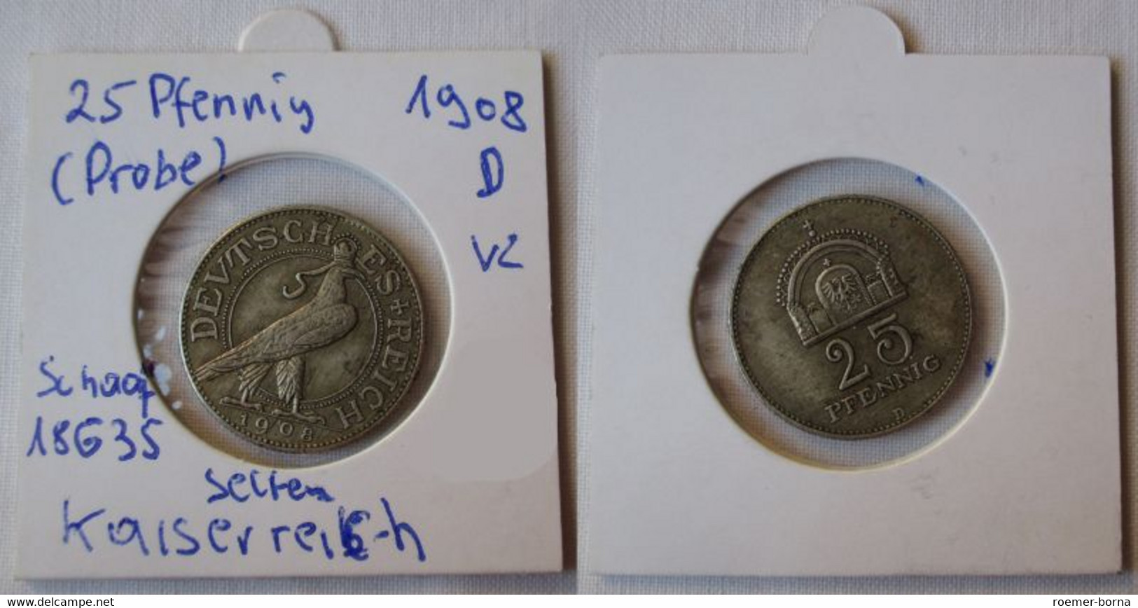 25 Pfennig PROBE Zu J.18 Deutsches Reich 1908 D Kaiserreich Vorzüglich (115489) - 25 Pfennig