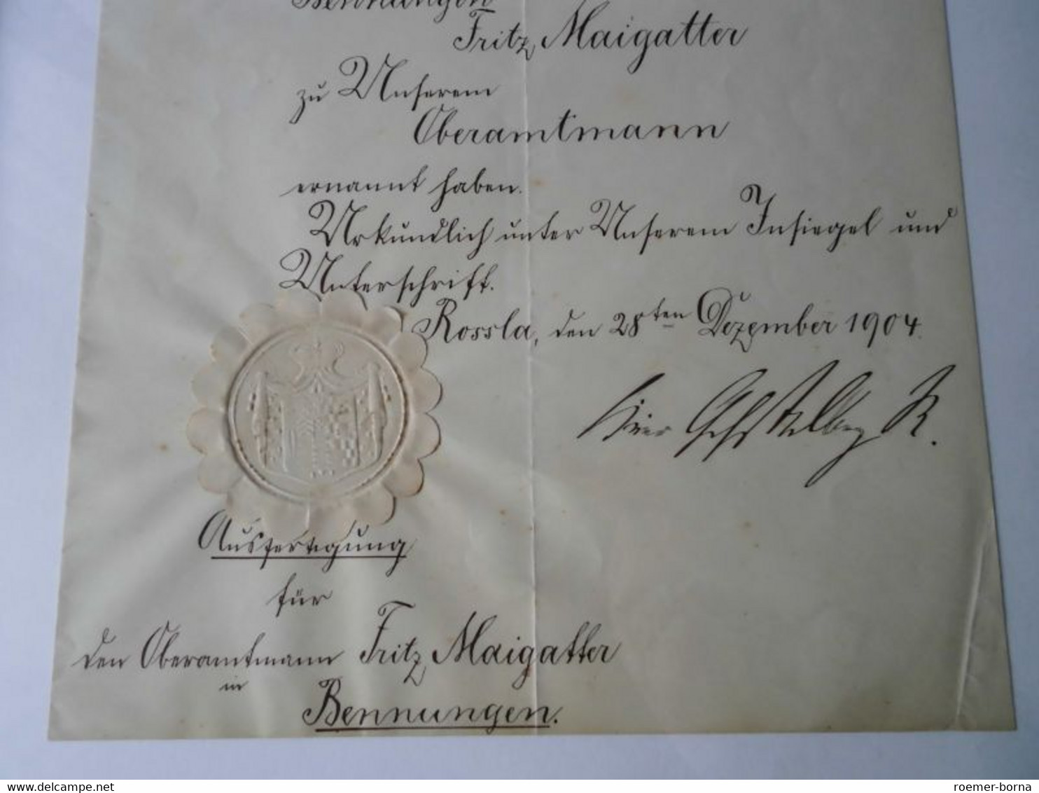 Bestallungsurkunde Mit Autograph Vom Fürst Zu Stolberg 1904 (116778) - Autographes