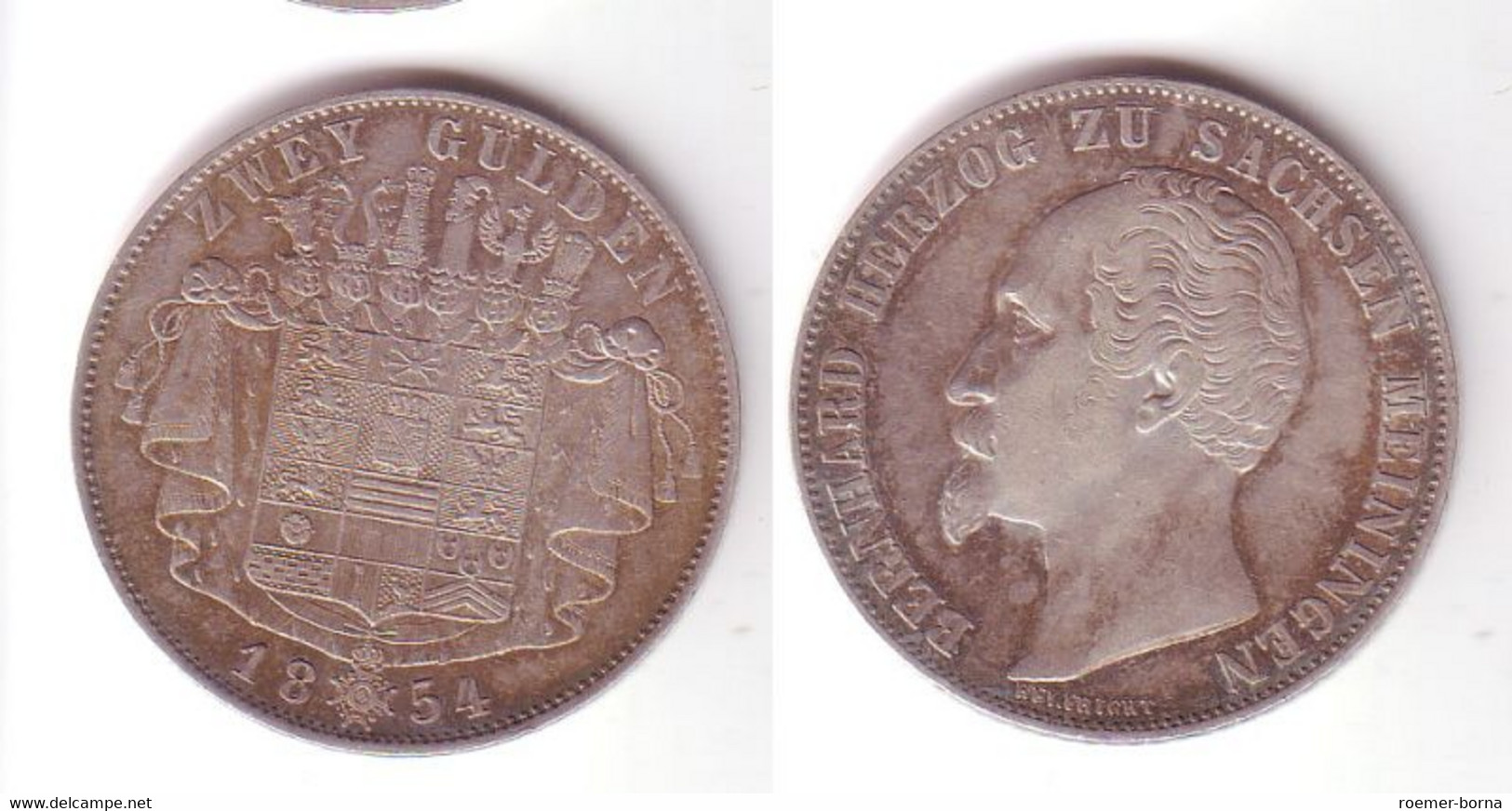 Doppelgulden Silber Münze Sachsen Meiningen 1854 (100731) - Taler & Doppeltaler