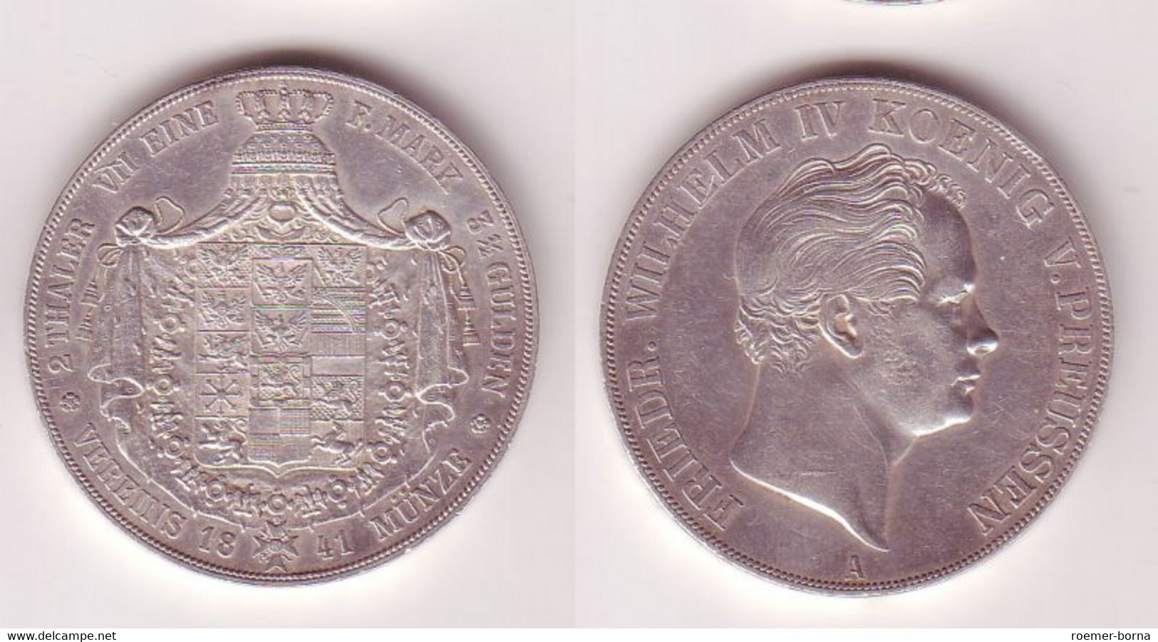 Doppeltaler Silber Münze Preussen Fr. Wilhelm IV. 1841 A (105019) - Taler & Doppeltaler