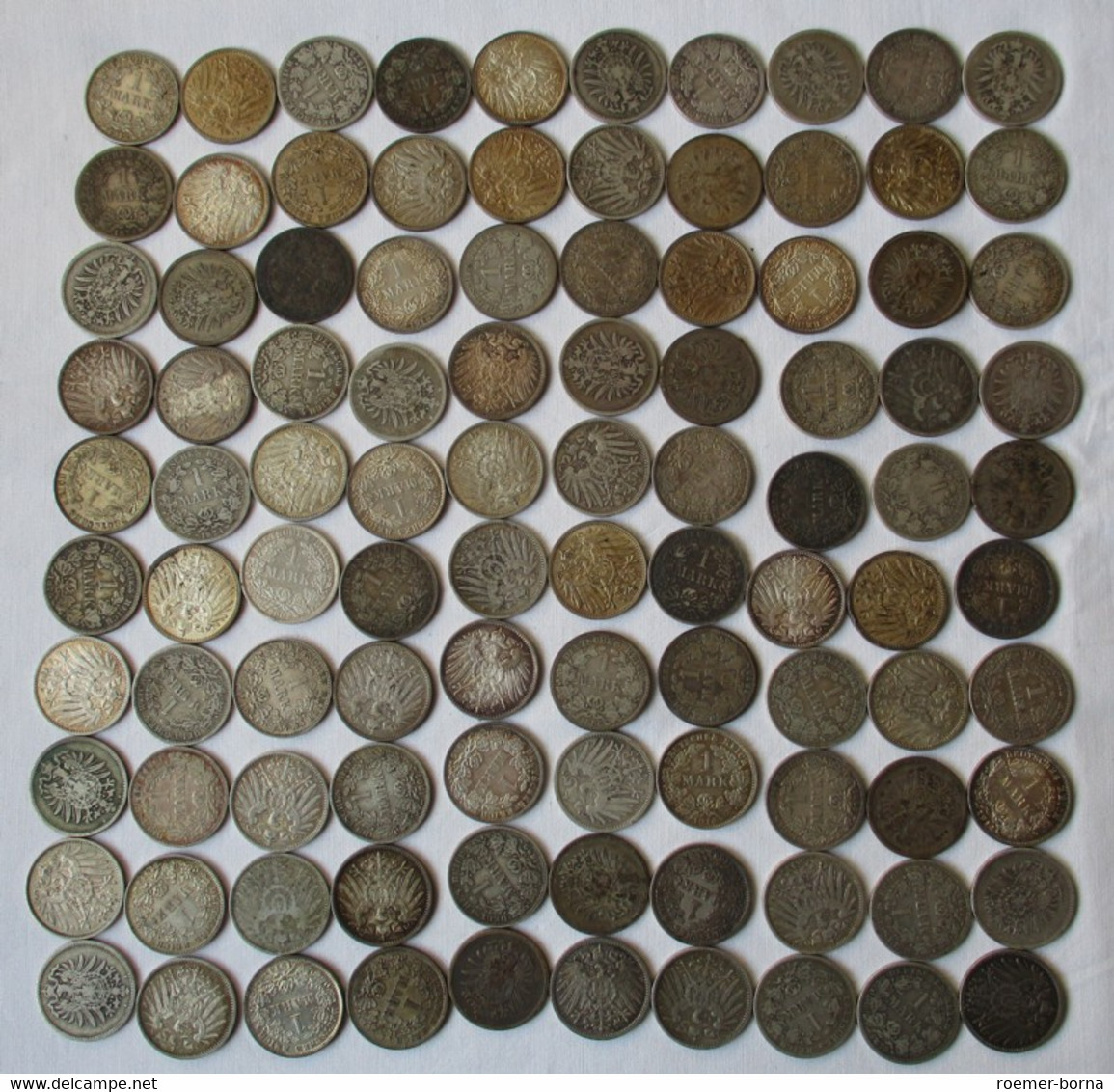 Seltene Sammlung 100 Silbermünzen 1 Mark Deutsches Reich Kaiserreich (140463) - Kiloware - Münzen